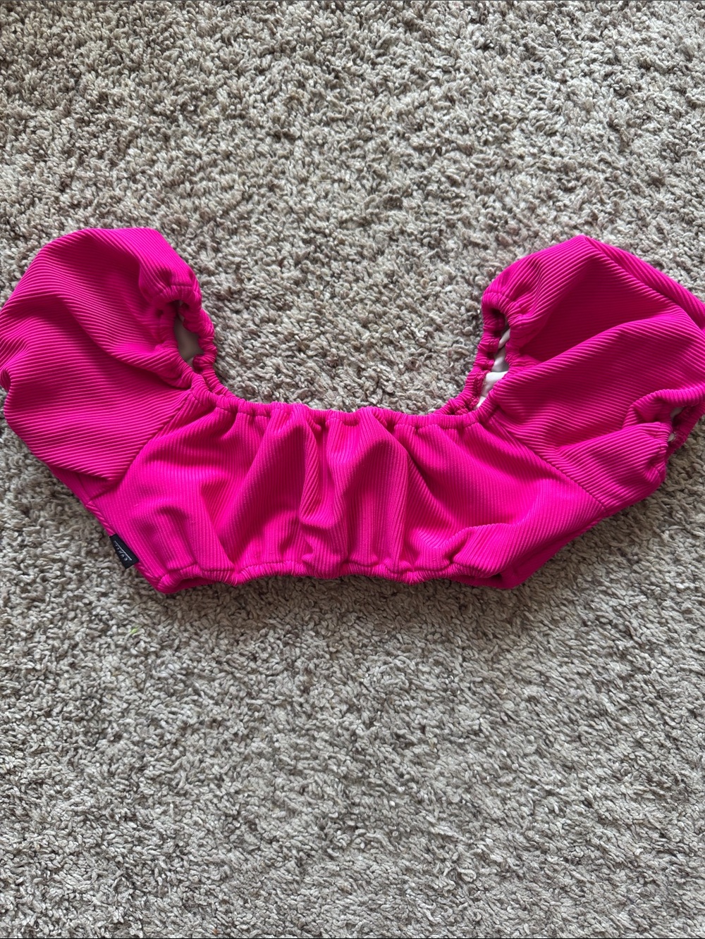 Tiger Friday Hot Pink Ribbed Puff Sleeve